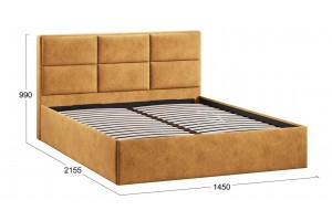 Кровать с ПМ Стелла 1400 Тип 1 с подъемным механизмом Микровелюр Wellmart Yellow