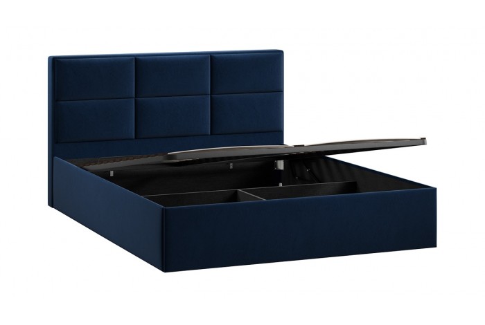 Кровать с ПМ «Стелла» 1600 Тип 1 (с подъемным механизмом) Микровелюр Wellmart Blue