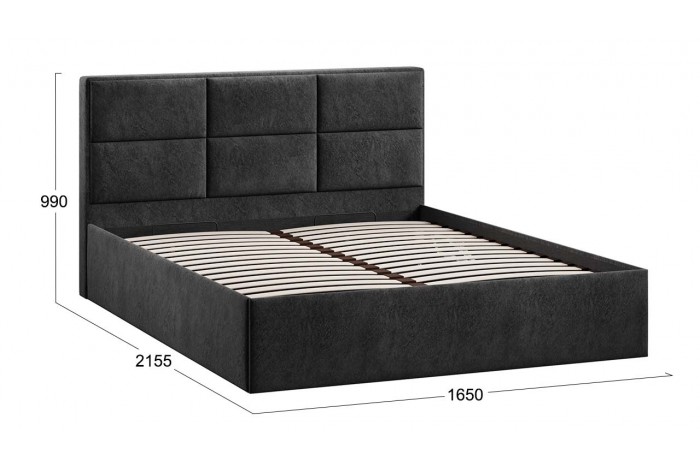 Кровать с ПМ «Стелла» 1600 Тип 1 (с подъемным механизмом) Микровелюр Wellmart Graphite