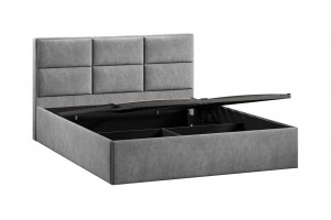 Кровать с ПМ Стелла 1600 Тип 1 с подъемным механизмом Микровелюр Wellmart Silver