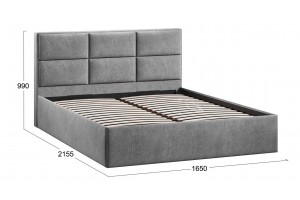 Кровать с ПМ Стелла 1600 Тип 1 с подъемным механизмом Микровелюр Wellmart Silver