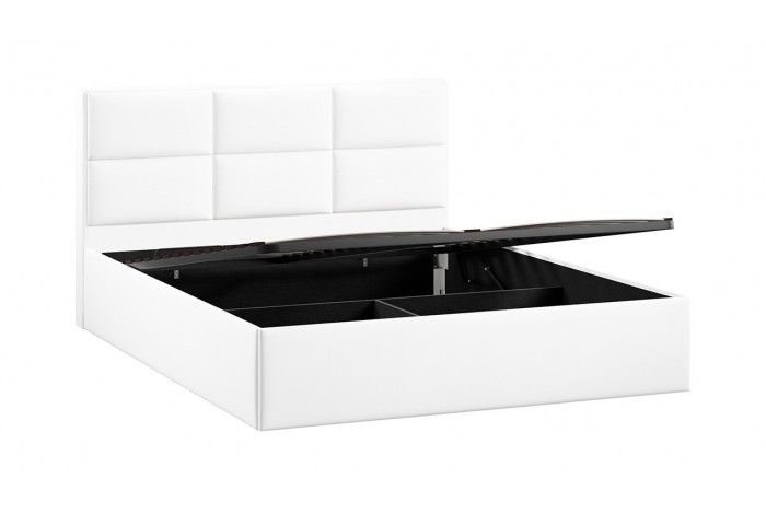 Кровать с ПМ «Стелла» 1600 Тип 1 (с подъемным механизмом) Экокожа белая Polo