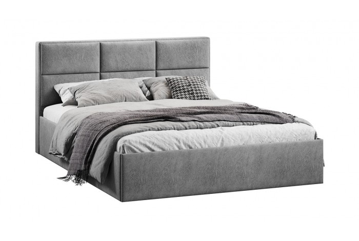 Кровать с ПМ «Стелла» 1800 Тип 1 (с подъемным механизмом) Микровелюр Wellmart Silver