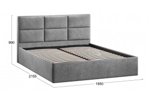 Кровать с ПМ Стелла 1800 Тип 1 с подъемным механизмом Микровелюр Wellmart Silver