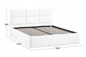 Кровать с ПМ Стелла 1800 Тип 1 с подъемным механизмом Экокожа белая Polo
