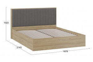 Кровать без ПМ Сэнди 1600 Тип 2 (без подъемного механизма) Вяз благородный, Велюр Графит