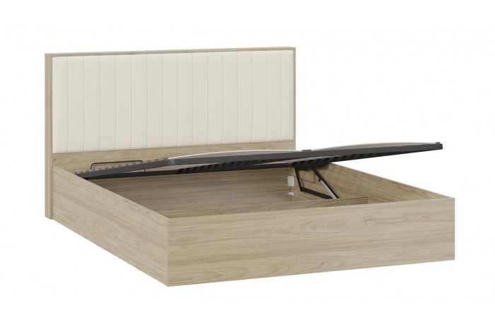 Кровать с ПМ «Сэнди» 1600 Тип 2 (с подъемным механизмом и заглушиной) Вяз благородный, Велюр Бежевый
