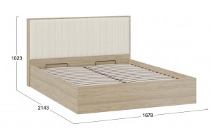 Кровать с ПМ Сэнди 1600 Тип 2 (с подъемным механизмом и заглушиной) Вяз благородный, Велюр Бежевый