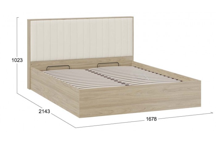 Кровать с ПМ «Сэнди» 1600 Тип 2 (с подъемным механизмом и заглушиной) Вяз благородный, Велюр Бежевый