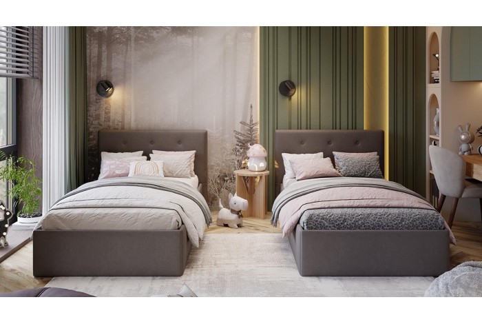 Кровать с ПМ «Тейлор» 900 (с подъемным механизмом) Велюр Neo Серый