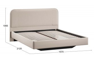 Кровать без ПМ Тиффани 1400 Тип 1 без подъемного механизма Велюр Confetti Cream