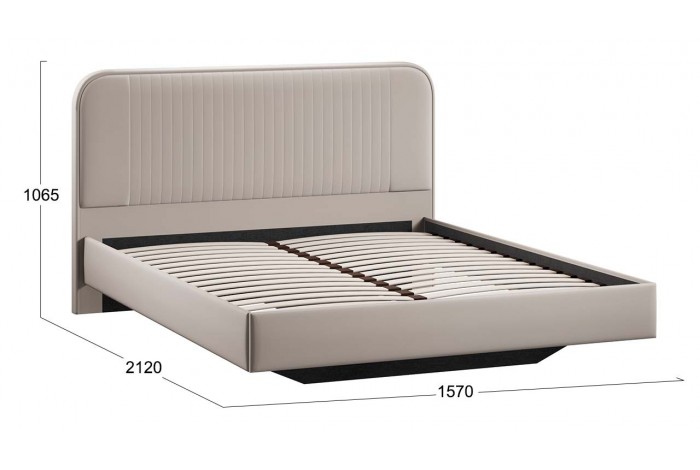 Кровать без ПМ «Тиффани» 1400 Тип 1 (без подъемного механизма) Велюр Confetti Smoke