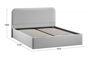 Кровать с ПМ Тиффани 1400 Тип 1 с подъемным механизмом Велюр Confetti Silver