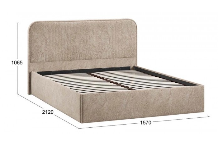 Кровать с ПМ «Тиффани» 1400 Тип 1 (с подъемным механизмом) Микровелюр Wellmart Dark Beige
