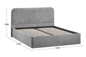 Кровать с ПМ Тиффани 1400 Тип 1 с подъемным механизмом Микровелюр Wellmart Silver