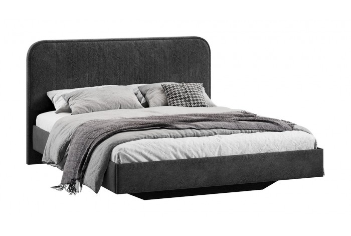 Кровать без ПМ «Тиффани» 1600 Тип 1 (без подъемного механизма) Микровелюр Wellmart Graphite