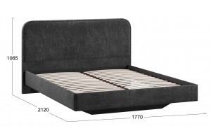 Кровать без ПМ Тиффани 1600 Тип 1 без подъемного механизма Микровелюр Wellmart Graphite