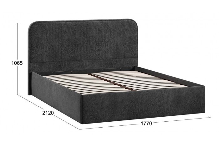 Кровать с ПМ «Тиффани» 1600 Тип 1 (с подъемным механизмом) Микровелюр Wellmart Graphite