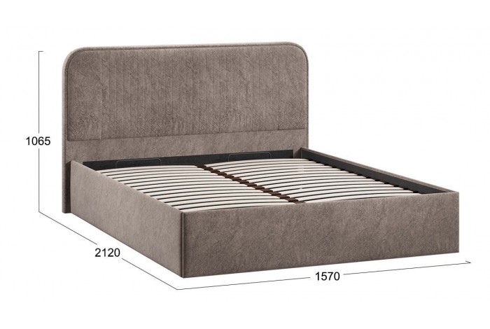 Кровать с ПМ «Тиффани» 1400 Тип 1 (с подъемным механизмом) Микровелюр Wellmart Latte