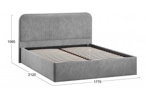 Кровать с ПМ Тиффани 1600 Тип 1 с подъемным механизмом Микровелюр Wellmart Silver