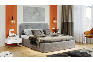 Кровать с ПМ Тиффани 1600 Тип 1 с подъемным механизмом Микровелюр Wellmart Silver