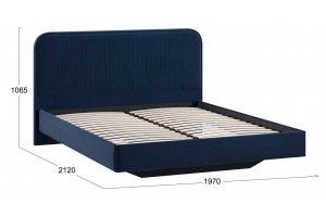 Кровать без ПМ Тиффани 1800 Тип 1 без подъемного механизма Микровелюр Wellmart Blue