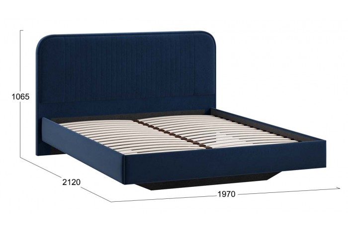 Кровать без ПМ «Тиффани» 1800 Тип 1 (без подъемного механизма) Микровелюр Wellmart Blue