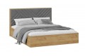 Кровать без ПМ «Хилтон» 1600 Тип 1 (без подъемного механизма) Дуб Крафт золотой, Велюр Серый