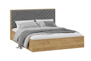 Кровать без ПМ Хилтон 1600 Тип 1 (без подъемного механизма) Дуб Крафт золотой, Велюр Серый