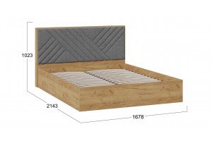 Кровать без ПМ Хилтон 1600 Тип 1 (без подъемного механизма) Дуб Крафт золотой, Велюр Серый