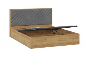 Кровать с ПМ Хилтон 1600 Тип 1 (с подъемным механизмом) Дуб Крафт золотой, Велюр Серый