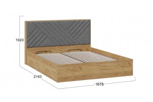 Кровать с ПМ Хилтон 1600 Тип 1 (с подъемным механизмом) Дуб Крафт золотой, Велюр Серый