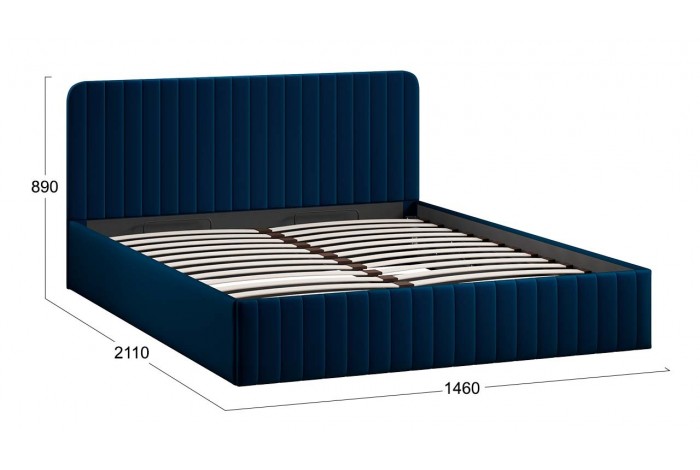 Кровать с ПМ «Шелли» 1400 Тип 1 (с подъемным механизмом и заглушиной) Велюр Confetti Blue