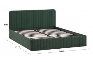Кровать с ПМ Шелли 1400 Тип 1 (с подъемным механизмом и заглушиной) Велюр Confetti Deep forest
