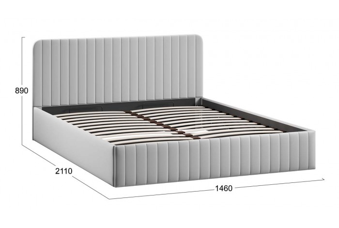 Кровать с ПМ «Шелли» 1400 Тип 1 (с подъемным механизмом и заглушиной) Велюр Confetti Silver