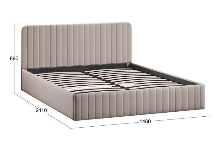 Кровать с ПМ «Шелли» 1400 Тип 1 (с подъемным механизмом и заглушиной) Велюр Confetti Smoke
