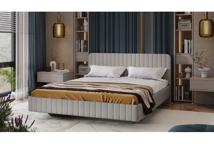 Кровать без ПМ «Шелли» 1600 Тип 1 (без подъемного механизма) Велюр Confetti Silver