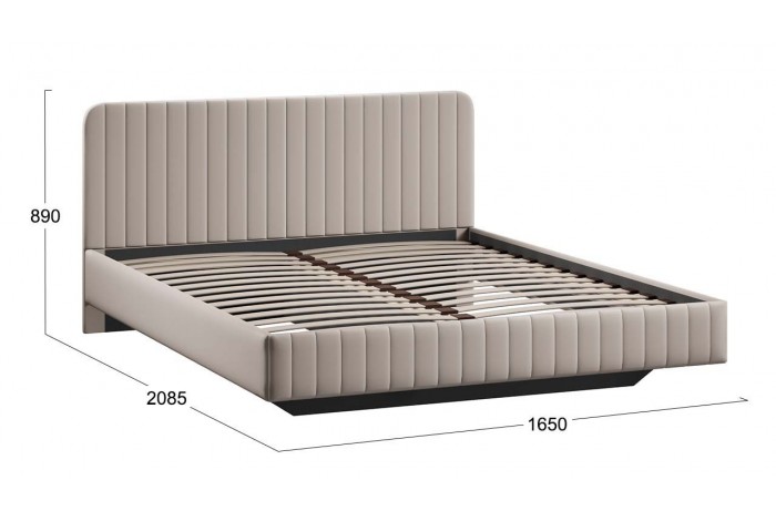 Кровать без ПМ «Шелли» 1600 Тип 1 (без подъемного механизма) Велюр Confetti Smoke