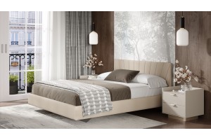 Кровать без ПМ Эвори 1400 Тип 1 (без подъемного механизма) Велюр Confetti Cream