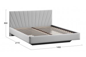 Кровать без ПМ Эвори 1400 Тип 1 (без подъемного механизма) Велюр Confetti Silver