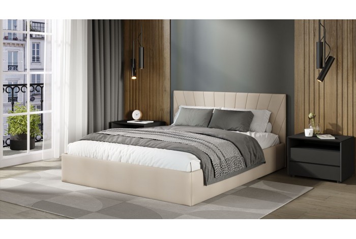 Кровать с ПМ «Эвори» 1800 Тип 1 (с подъемным механизмом и заглушиной) Велюр Confetti Cream