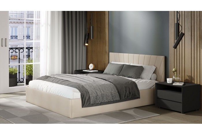 Кровать с ПМ «Эвори» 1800 Тип 1 (с подъемным механизмом и заглушиной) Велюр Confetti Cream