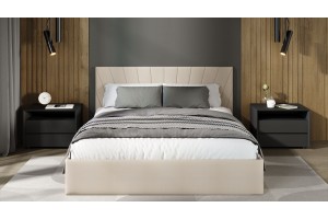 Кровать с ПМ Эвори 1800 Тип 1 (с подъемным механизмом и заглушиной) Велюр Confetti Cream