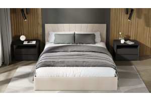 Кровать с ПМ Эвори 1800 Тип 1 (с подъемным механизмом и заглушиной) Велюр Confetti Cream