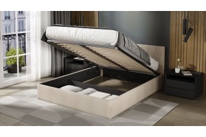 Кровать с ПМ Эвори 1800 Тип 1 (с подъемным механизмом и заглушиной) Велюр Confetti Cream