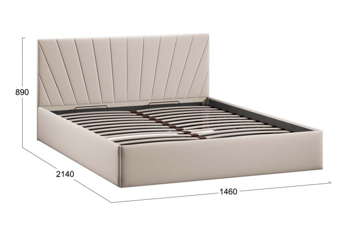 Кровать с ПМ «Эвори» 1400 Тип 1 (с подъемным механизмом и заглушиной) Велюр Confetti Cream