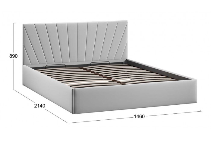 Кровать с ПМ «Эвори» 1400 Тип 1 (с подъемным механизмом и заглушиной) Велюр Confetti Silver