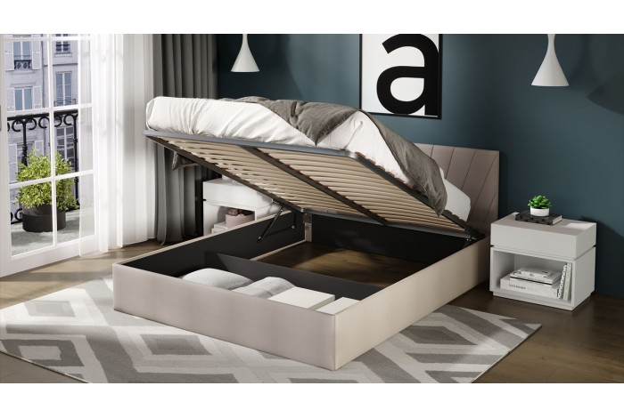 Кровать с ПМ «Эвори» 1800 Тип 1 (с подъемным механизмом и заглушиной) Велюр Confetti Smoke