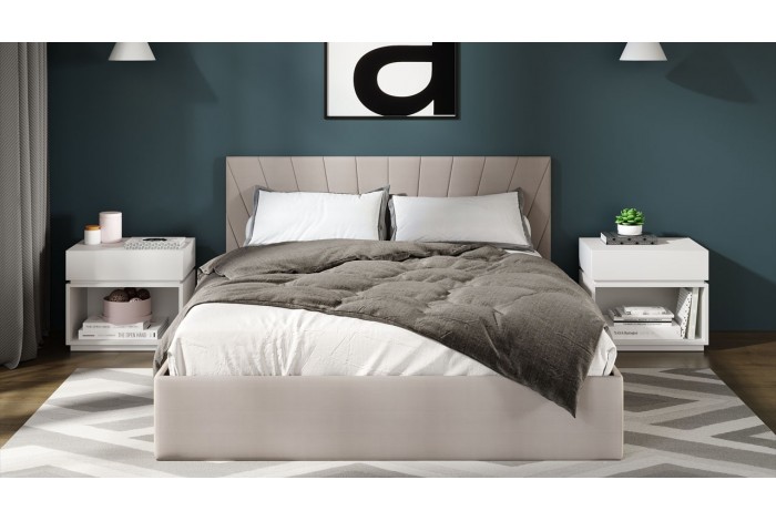 Кровать с ПМ «Эвори» 1800 Тип 1 (с подъемным механизмом и заглушиной) Велюр Confetti Smoke