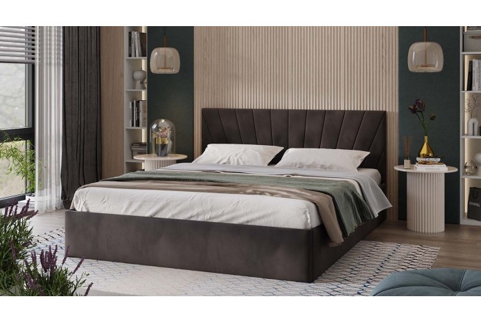 Кровать с ПМ «Эвори» 1800 Тип 1 (с подъемным механизмом и заглушиной) Велюр Confetti Stone